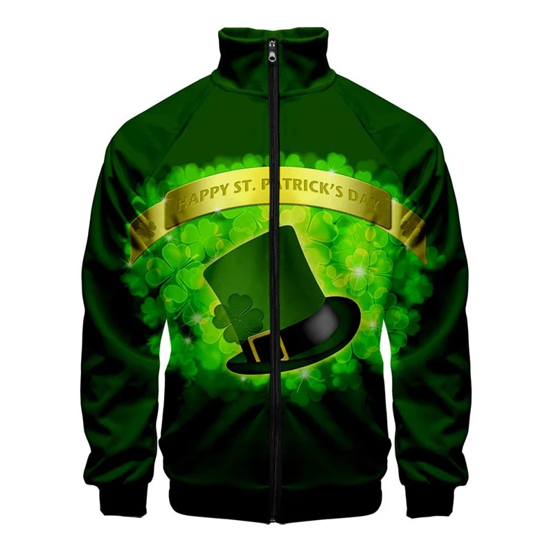 Irish St.Patrick Day Jacket 3D Print Men Women Fashion Zipper Coats Clothes Tops Oversized Sweatshirt Hoodie Boys Girls Clothing