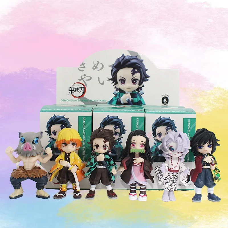 Caja Sorpresa de Figuras de Anime de Demon Slayer: Kimetsu No Yaiba, Tanjiro Kamado y Nezuko, de Bushiroad Palverse, Originales y Auténticas