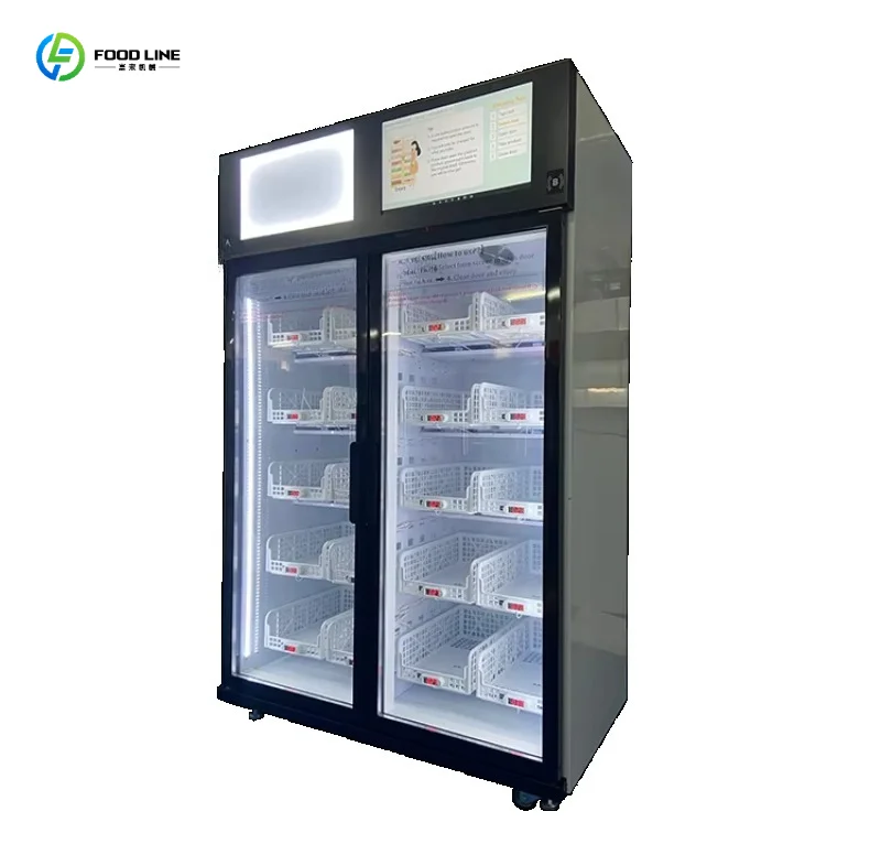FL Smart Fridge Vending Machine for Foods/Drinks/Fruit/Fresh Milk/Vegetables Smart Vending With Card Reader Customized