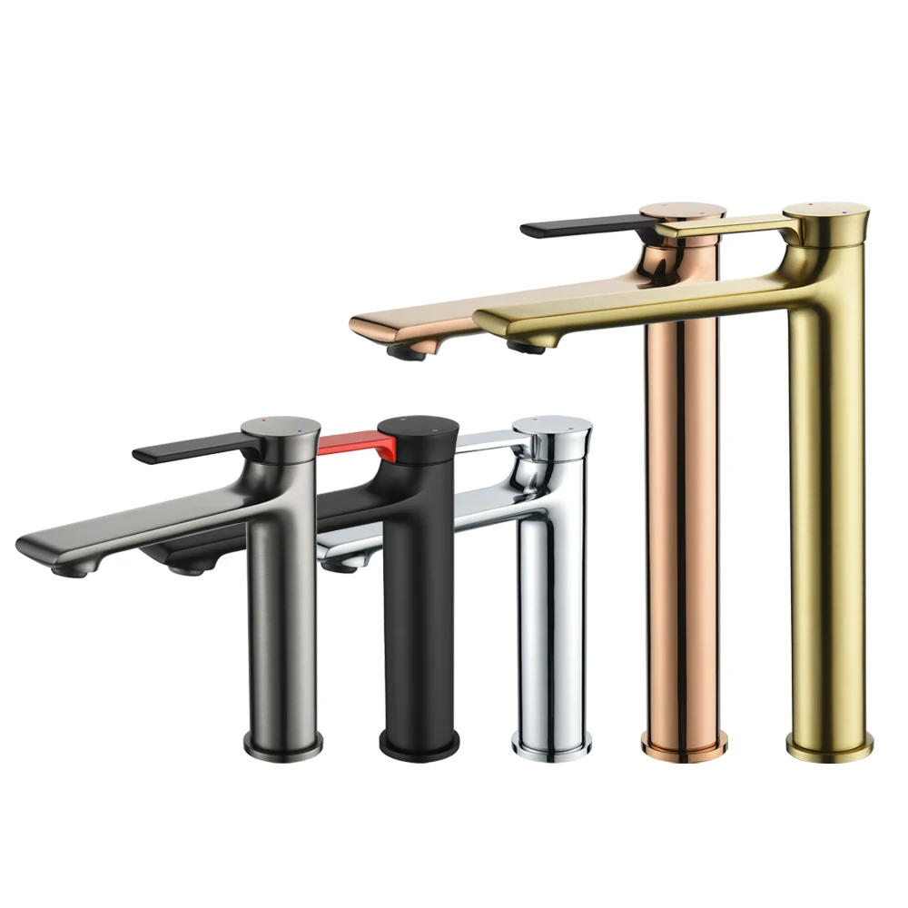 High End Luxury Basin Faucets Solid Brass Bathroom Sink Faucet Deck Mounted Hot Cold Washbasin Taps Single Hole Bathroom Faucet