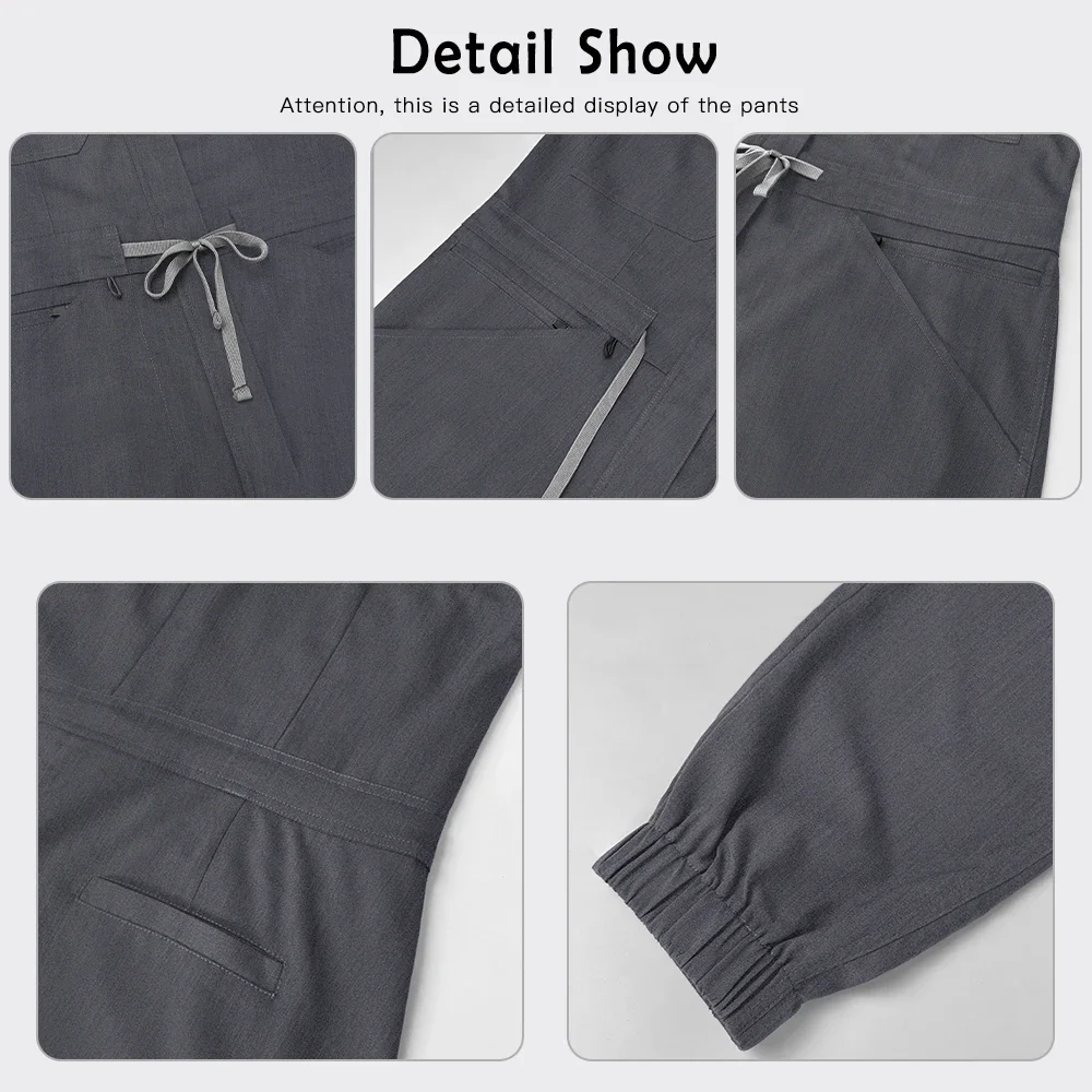 New Medical Scrub Wear for Women Nurse Siamese Trendy Zip Neck Uniform Plus Size Nursing Clothes Lab Dentistry Surgical Jumpsuit