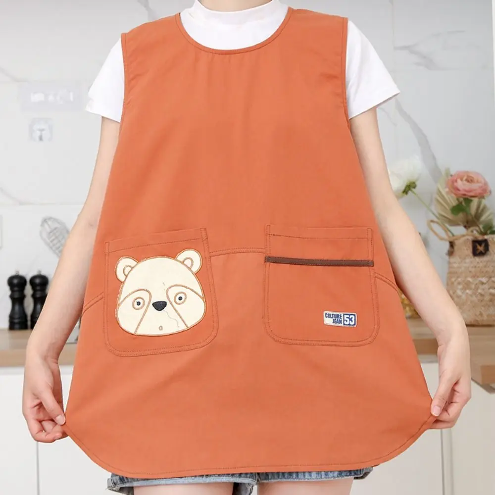

Японский хлопковый пятностойкий фартук с карманом в виде медведя, дышащие кухонные фартуки, жилет, стильная униформа для кофейни, аксессуары для одежды