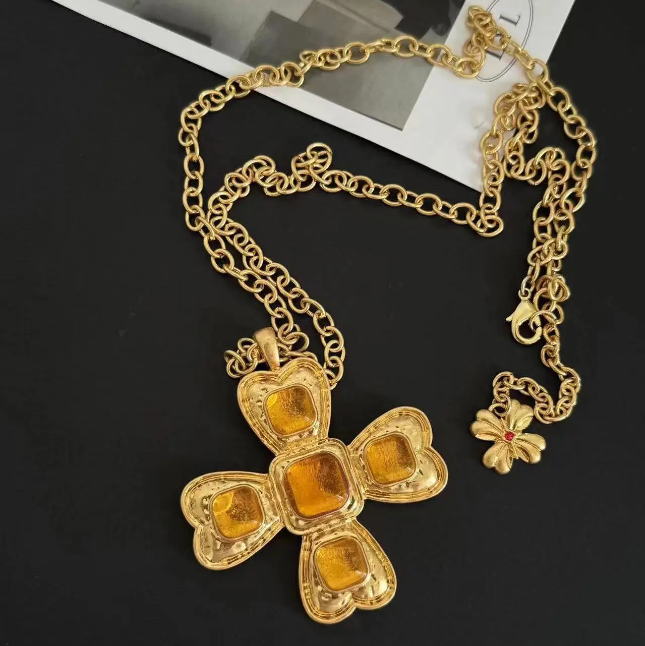 Bow necklace sexy cross long sweater chain unisex accessory