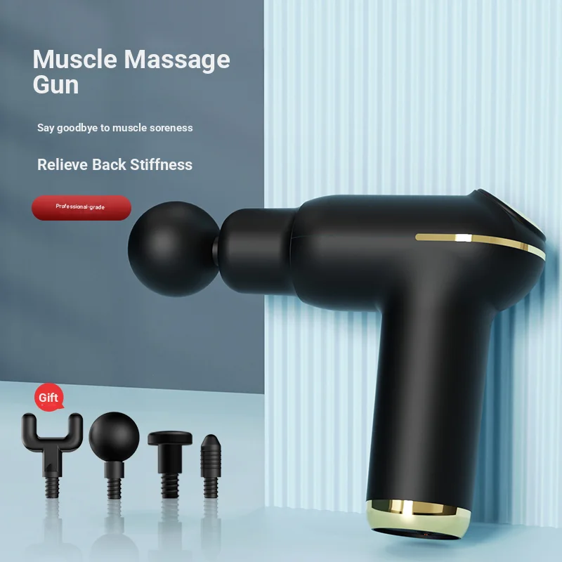 USB Rechargeable Percussion Massager Accessory Kit with Multi-level Intensity Adjuster for Daily Body Care Relaxation
