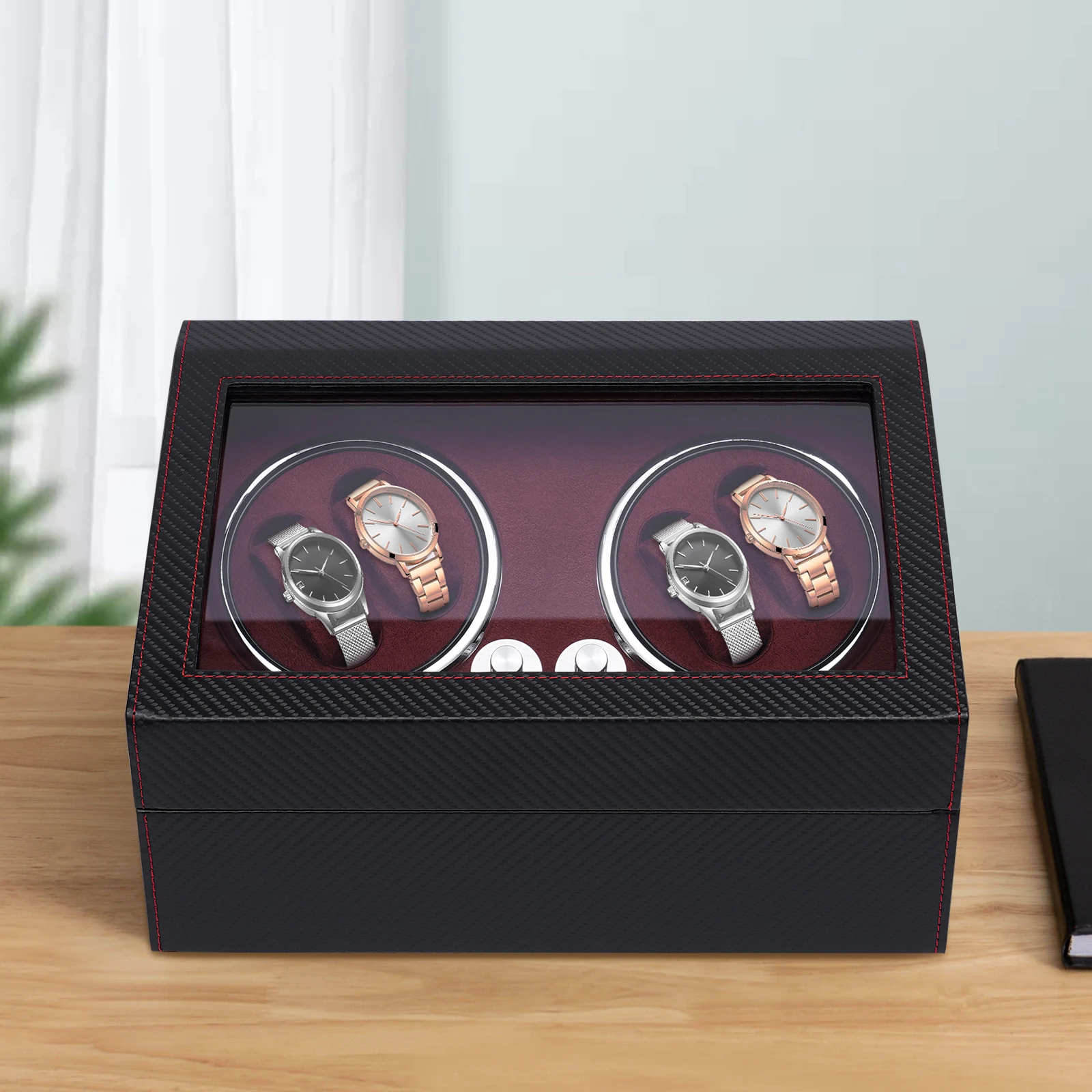 

Watch Winder for 4 Automatic Watches, with Extra 6 Watch Storages, LED Illumination, Silent Motor, Flexible Watch Pillow