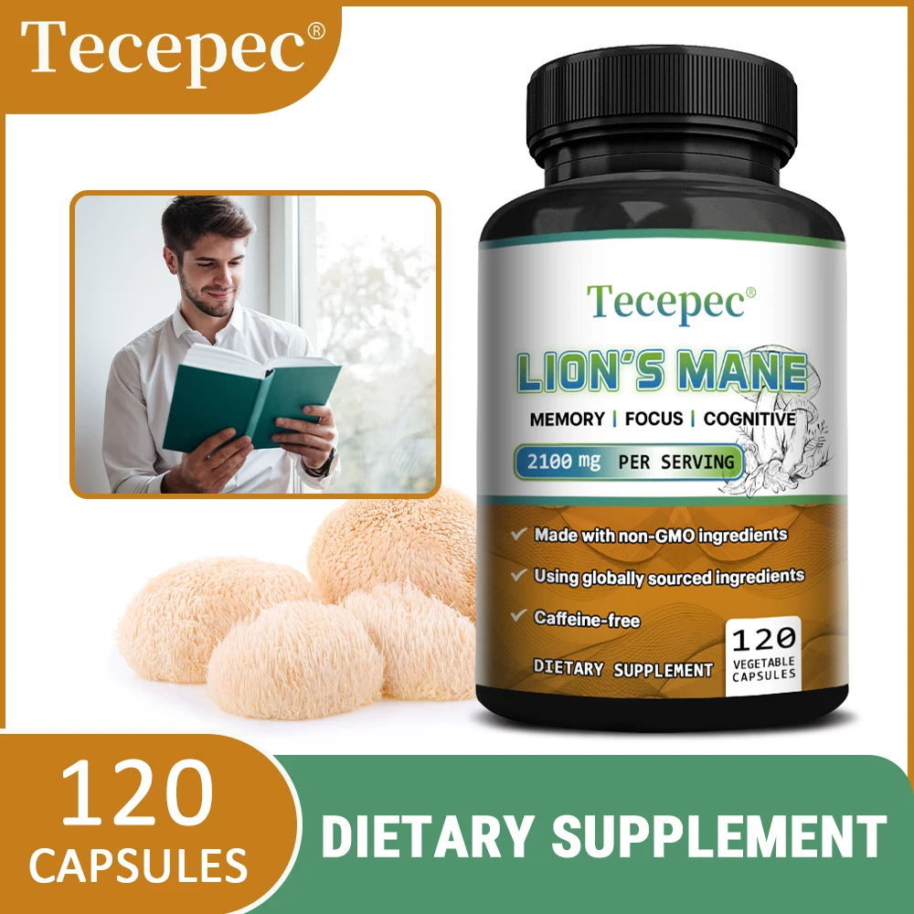 Mushroom Blend Capsules Lion's Mane Chaga Maitake Shiitake Reishi, Support Brain Focus Memory Mood Sleep Immune Wellness
