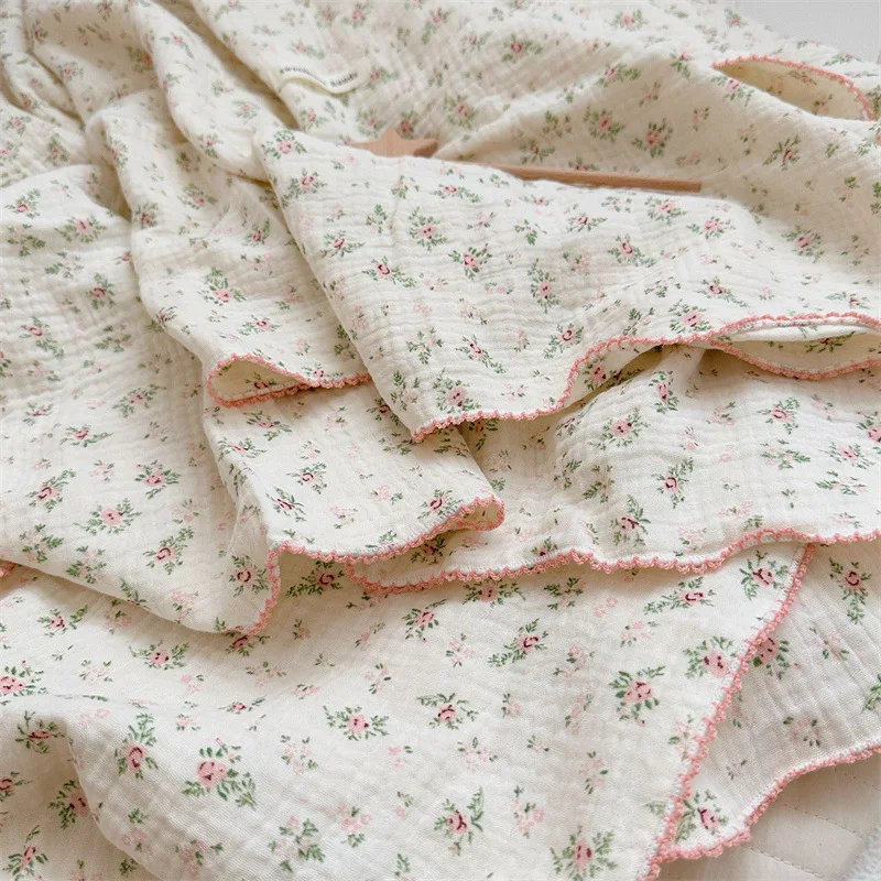 Baby Bluebell Botany Muslin Blanket Cover Newborn Floral Cotton Muslin Receiving Blanket Summer Blankets for Babies Bedding