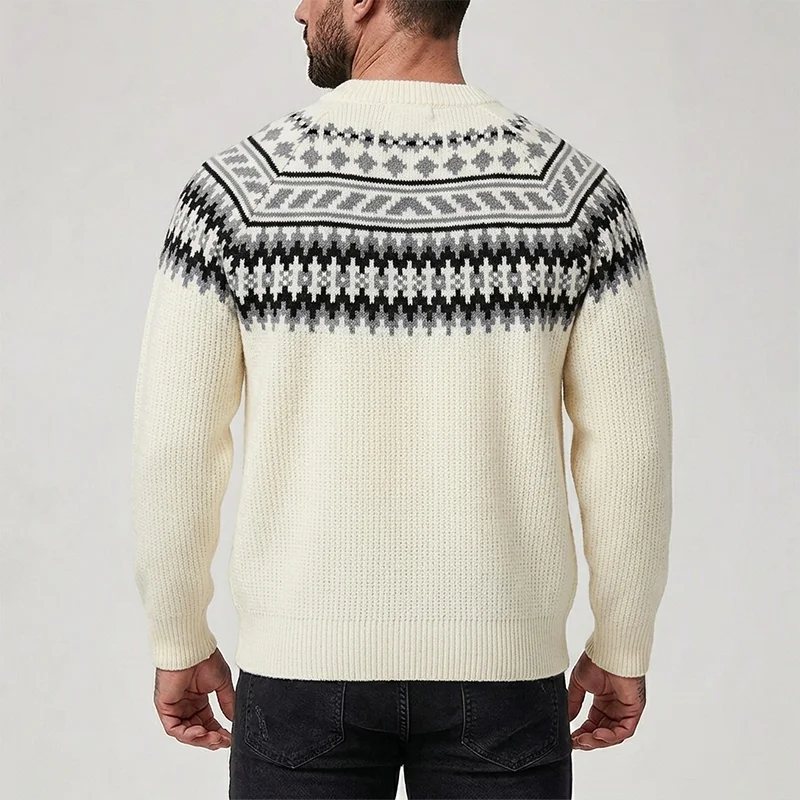 Autumn Winter Men's Geometry Fair Island Cardigan Sweater Male Christmas Knitwear Pattern Christmas Sweater Button Cardigan Knit