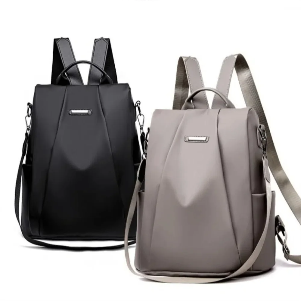 

Fashion Travel Backpack Solid Color Anti-theft College Students Schoolbag Oxford Cloth Detachable Shoulder Strap
