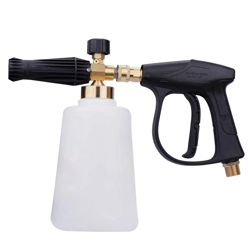 

Pressure Washer Jet Wash Quick Release Adjustable Snow Foam Lance Foam Cannon 2L Bottle 3000 Psi High Pressure Washer-Gun