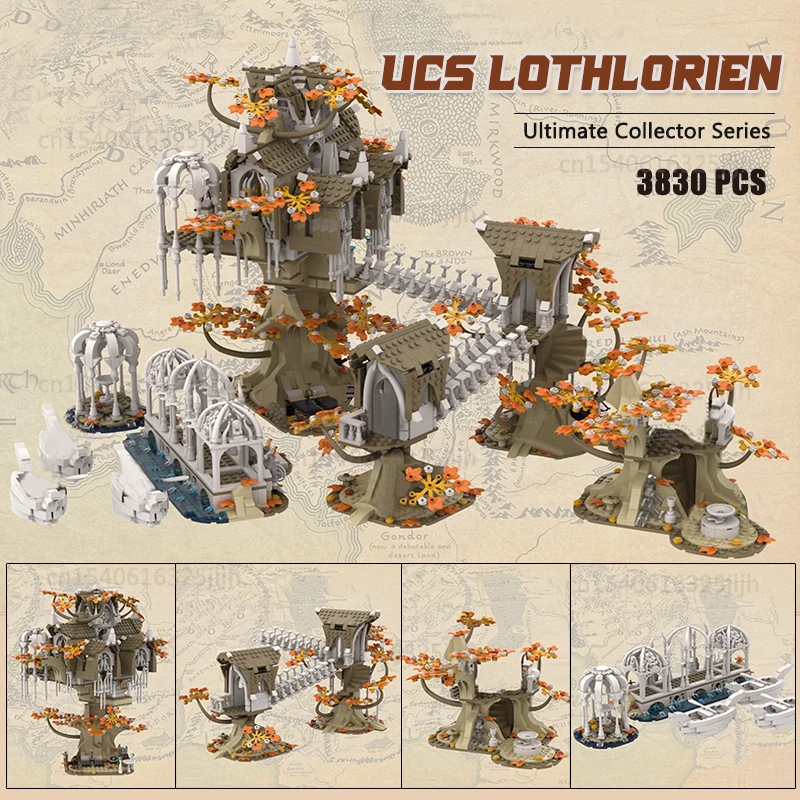 UCS Lothlorien 영화 풍경 Moc 빌딩 블록, 유명한 성 건축 기술 벽돌, DIY 조립 완구, 크리스마스 선물