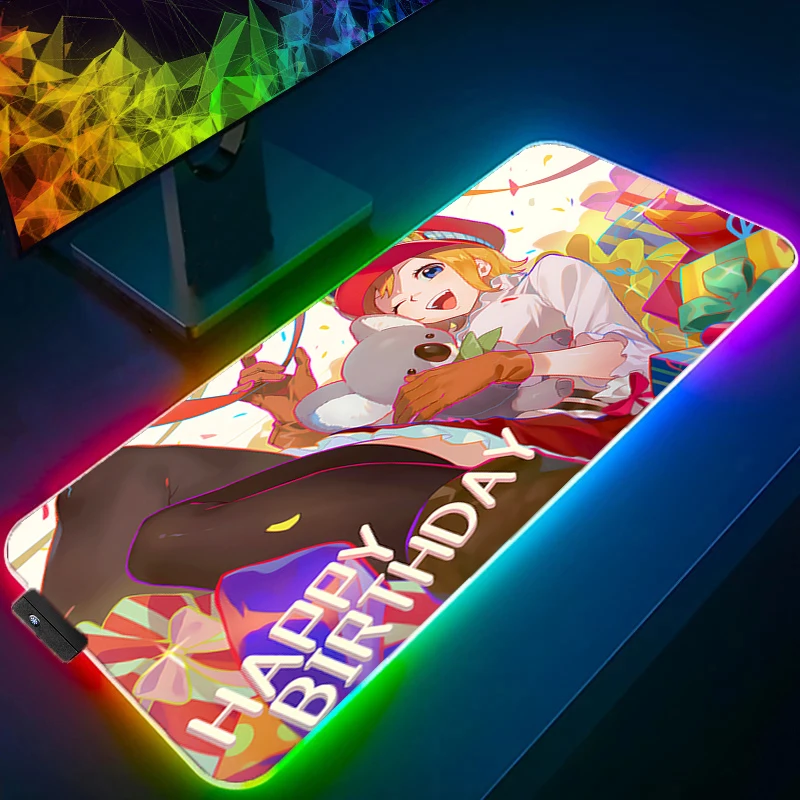 

RGB Mouse Pad one piece Game Rubber Backlight Pc Keyboard Laptop Computer Speed LED Desk Mat Gaming Acessories Anime Mousepad