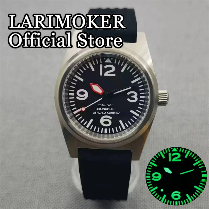 

LARIMOKER 38mm NH35A PT5000 Automatic Men Wristwatch 200M Diver Steel Clock Sapphire Waffle Strap