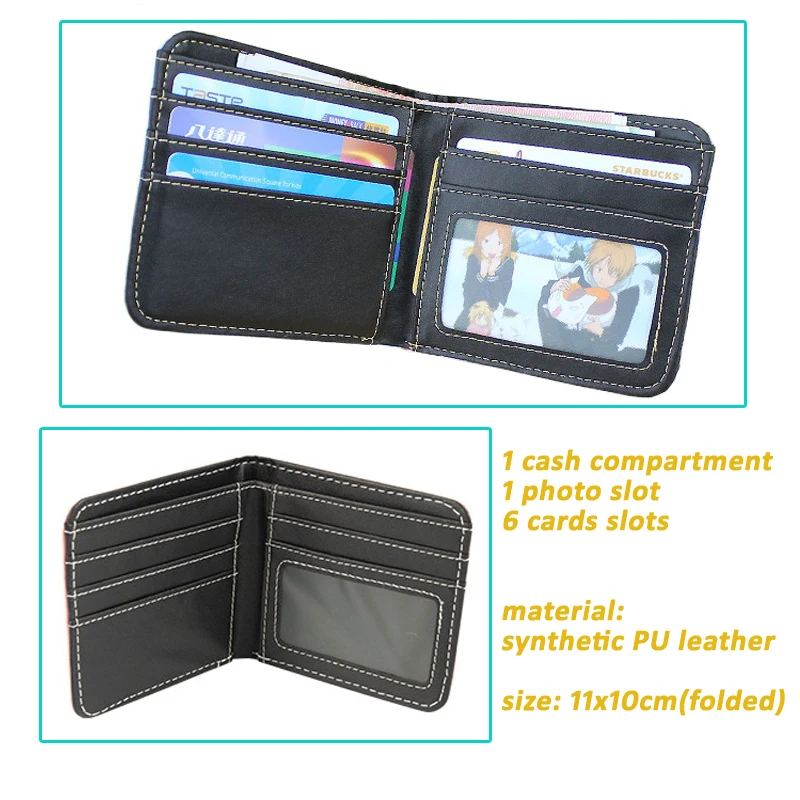 Death Note Anime Black PU Leather Short Wallet with Card Holders Zipper Pocket for Boys Girls Gift
