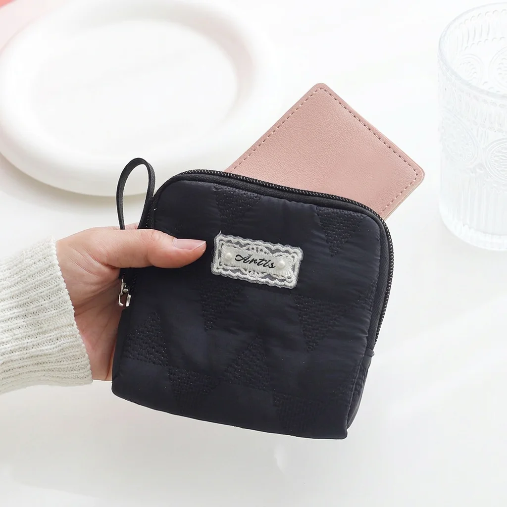

Compact Coin Purse Premium Travel Storage Organizer Multi-Compartment Small Pouch Solid Color Lipstick Jewelry Organizer