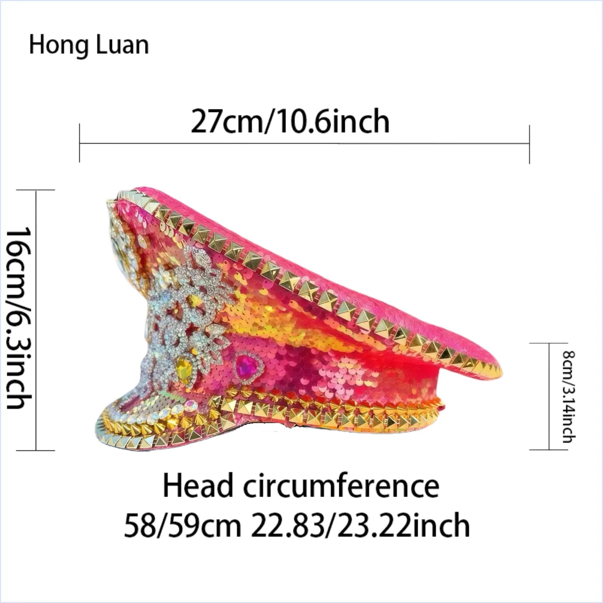 HongLuan chapeaux de capitaine rouge strass pour femme de Festival homme brûlant, chapeau de Costume d'halloween adulte, accessoires féminins de Cosplay