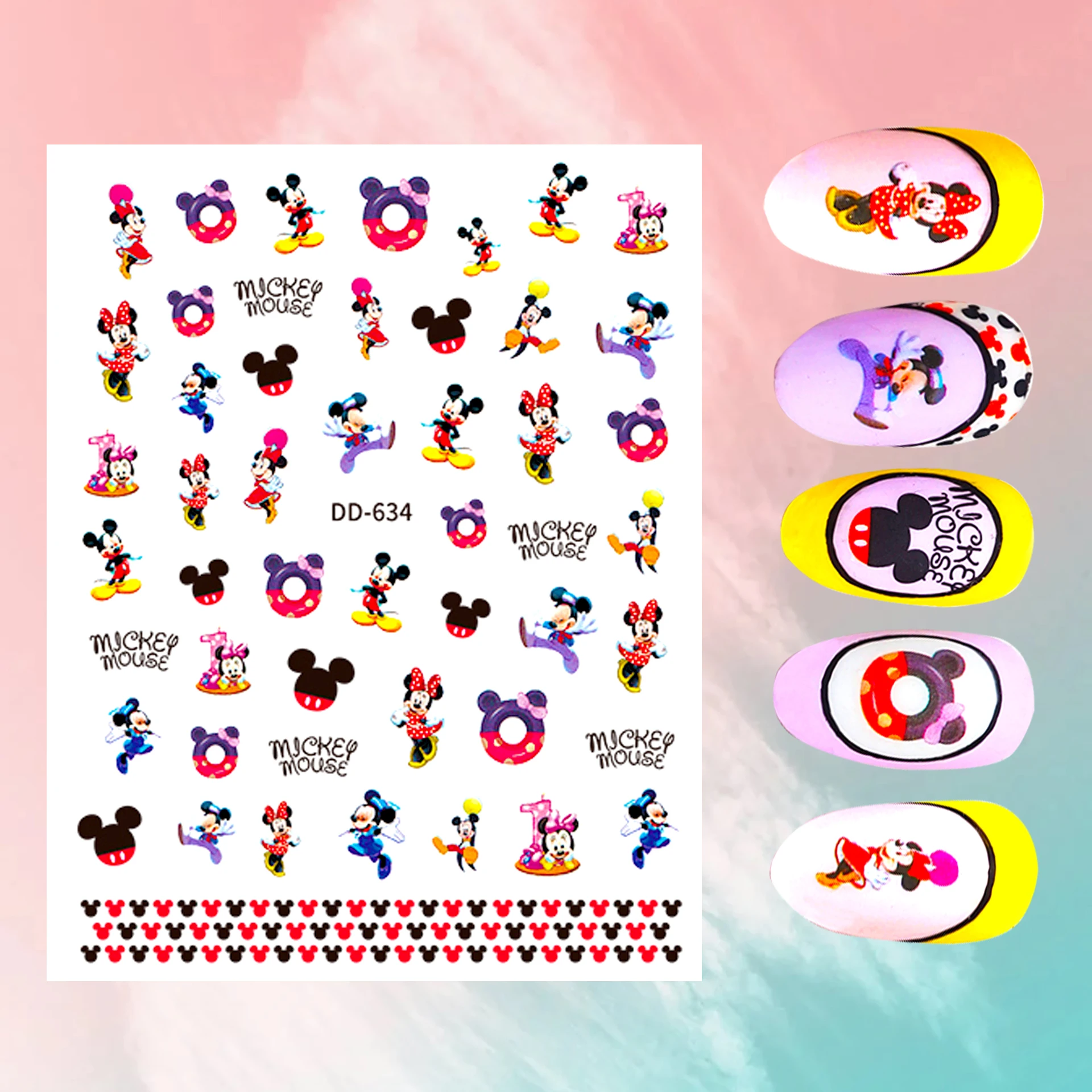 Anime Winnie the Pooh Donald Duck Nail Sticker Nail Art Decoration Disney Mickey Mouse Stitch 3D Sticker DIY Nail Art Supplies