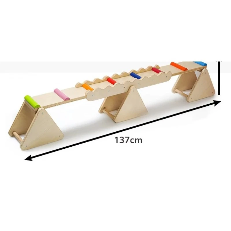 Classic Wooden Indoor Outdoor Balance Beam Sensory Training Game Board Children Adult Two Seat Seesaw - Amusement Park