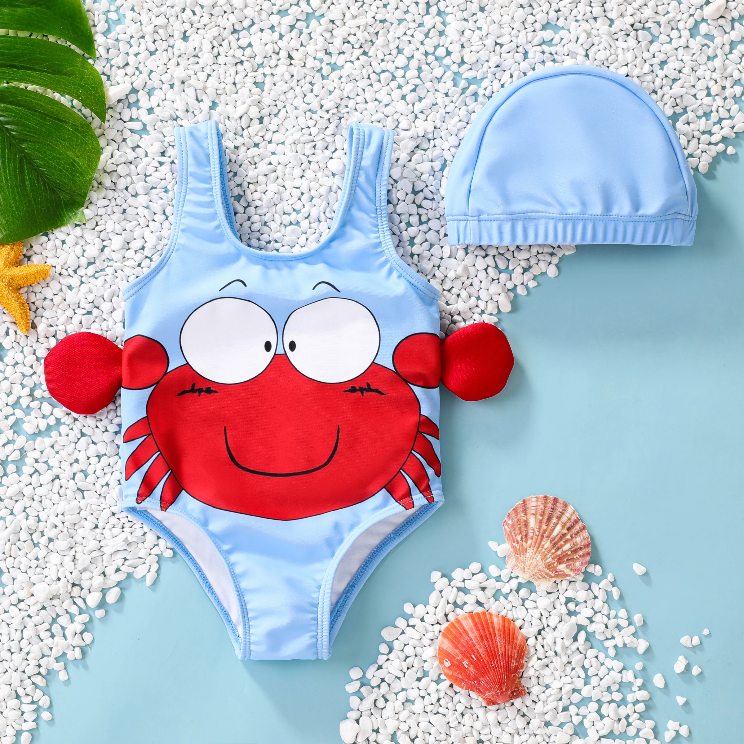 

PatPat Baby Girl/Boy Childlike 3D Animal Pattern Swimsuit and Hat Set