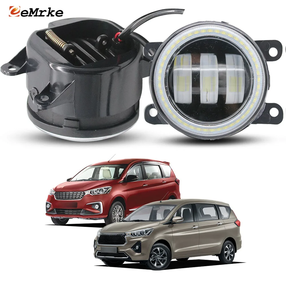 

White / Yellow Led Fog Lamp Lens For Toyota Rumion Ertiga NC 2018-2025 Car PTF Front Bumper Angel Eyes DRL Day Lights 40W Pair