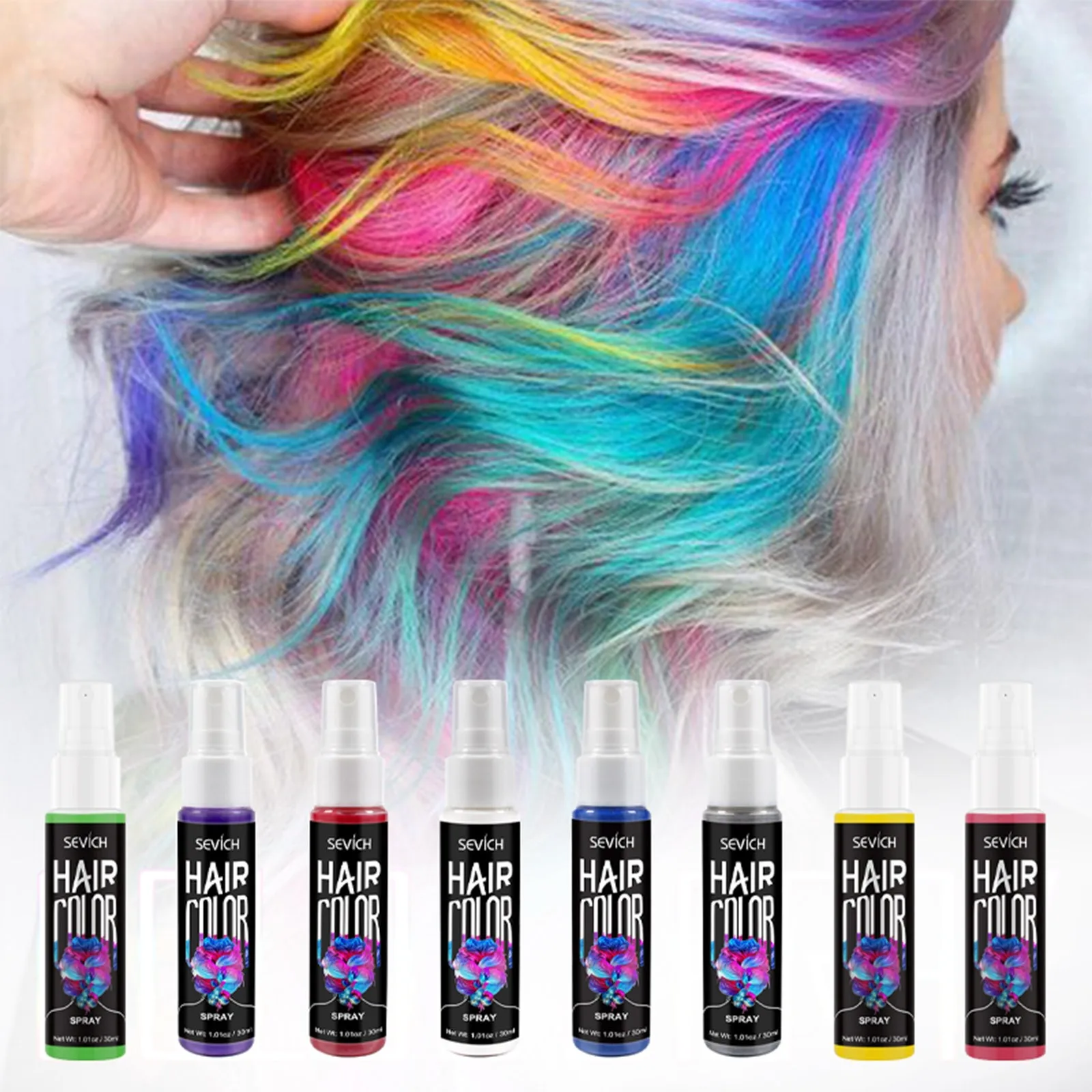 8 Color Hair Color Spray Instant Hair Color Hair Styling Product 30ml Temporary Hair Dry Color Fashion Hair Color Spray.