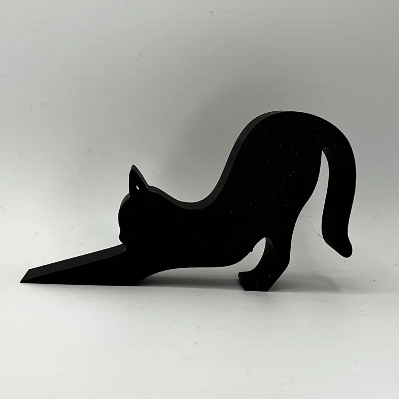 Cute Black Cat Door Stop - Durable Plastic Matte Surface Anti-collision Door Stop with Cute Cat Sitting Design