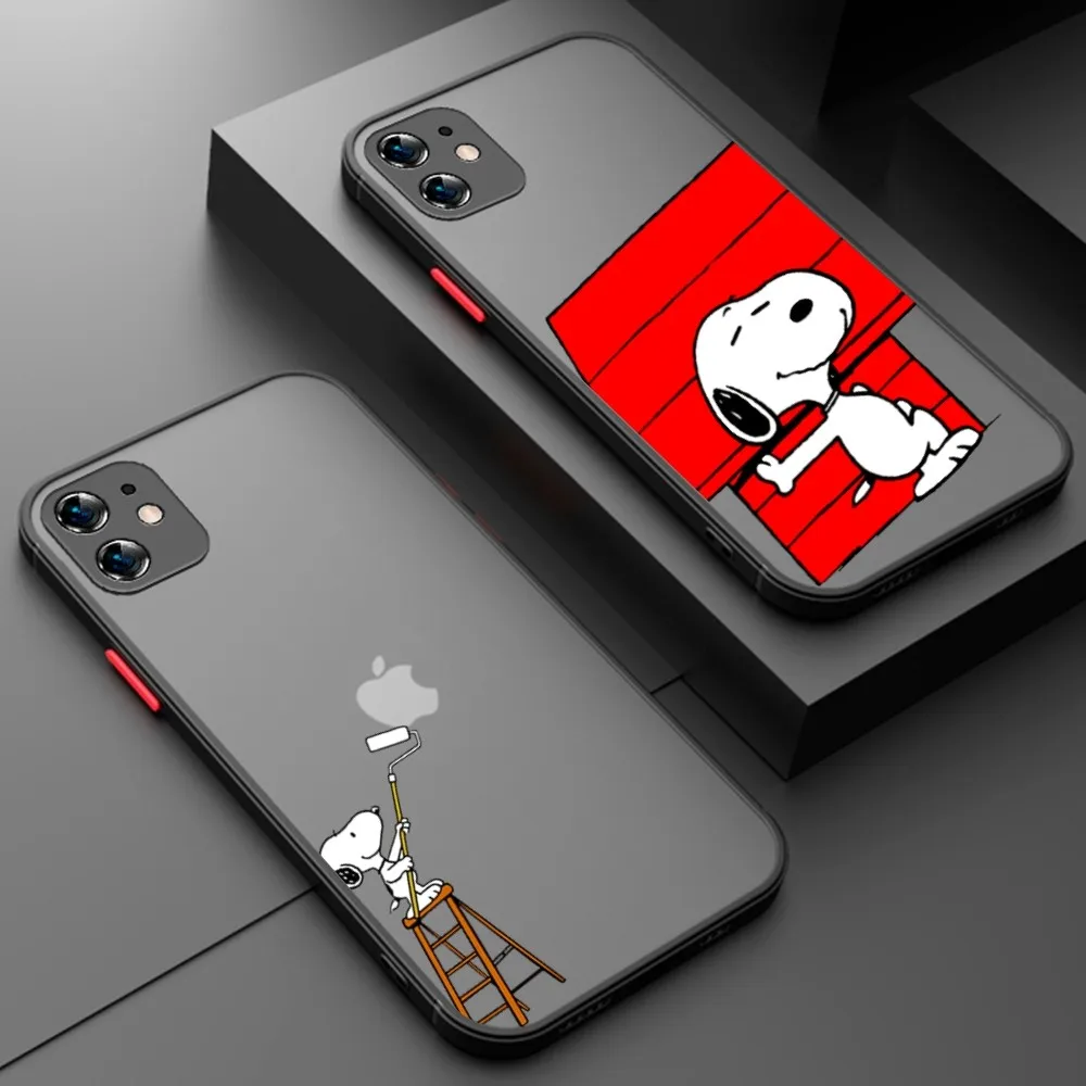 Cartoon S-Snoopys Phone Case For IPhone 16 15 14 13 12 11 Pro Max XR XS X 7 8 Plus SE 2020 2022 Mini Bumper Transparent Cover