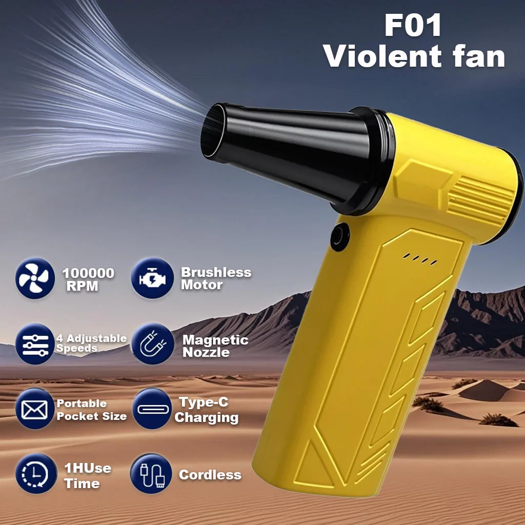 

Violent Fan 100000RPM Powerful Air Blower Vacuum Dust Cleaner Type-C Charging Strong Winds 53m/s Brushless Turbo Jet Blower ﻿