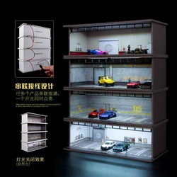 Timemicro+MoreAr Parking lot model Scene 1:64 simulated alloy car model toy garage storage dustproof lighting decoration