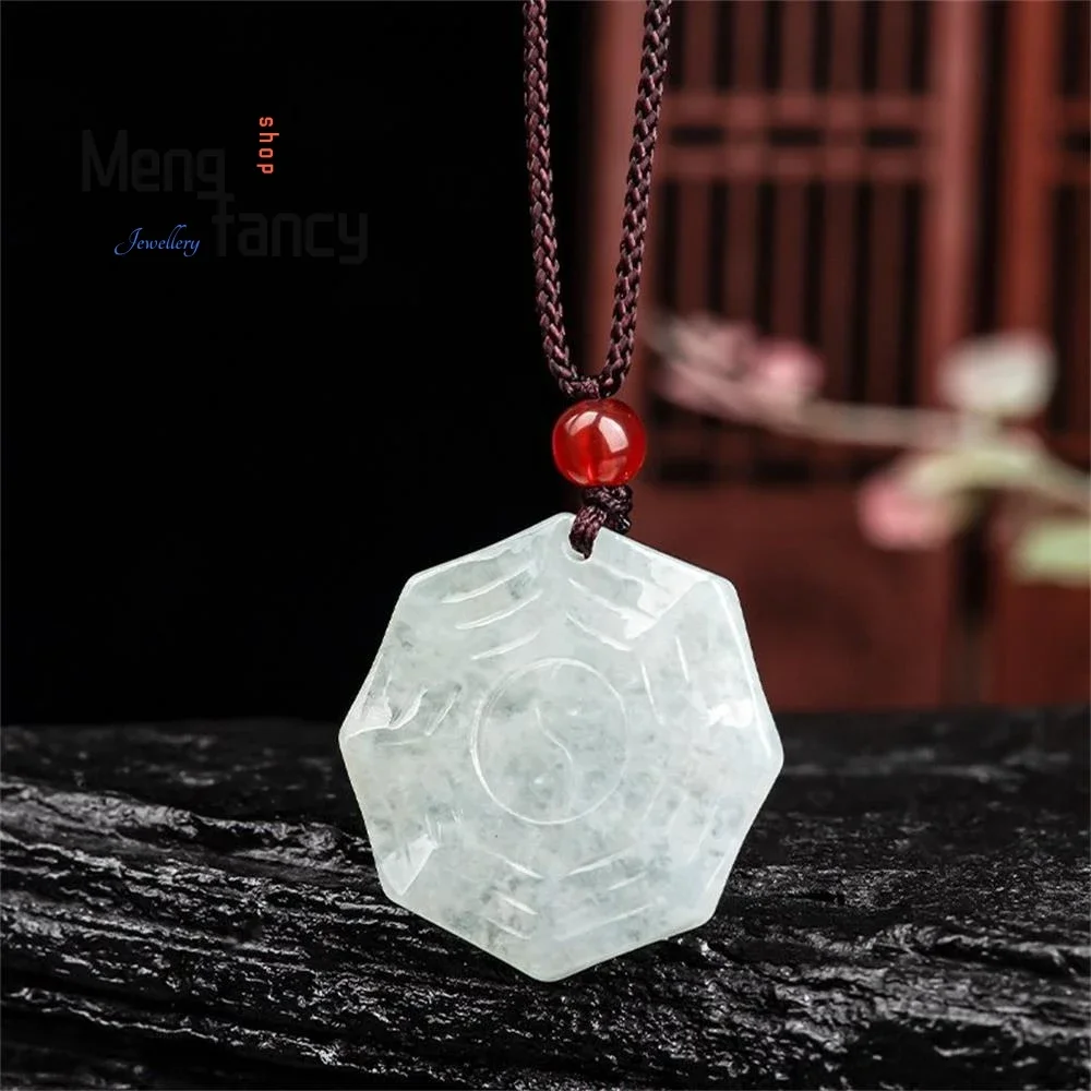 Natural Jadeite A Cargo Five Elements Eight Trigrams Pendant Simple Retro Best Selling Amulets and Mascots Fashion Fine Jewelry