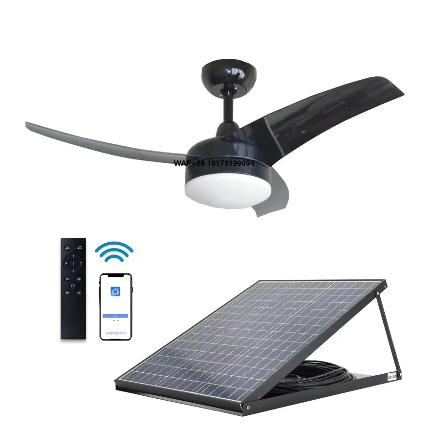 

Remote Control 42'' IP68 Waterproof DC Motor Ceiling Fan LED Light Quite Solar Powered for Home RV Commercial Use for Outdoor