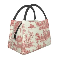 Classico francese Toile De Jouy Lunch Box Toile De Jouy Blu Dispositivo di raffreddamento termico per alimenti Borsa per il pranzo isolata Ufficio Lavoro Pinic Contenitore