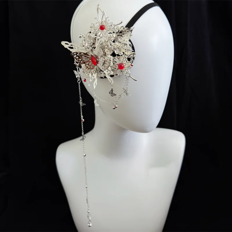 Heaven Officials Blessing Hua Cheng Cosplay Prop Blinder Huacheng Headwear Silver Butterfly Adult Ancient Tian Guan Ci Fu - view 5