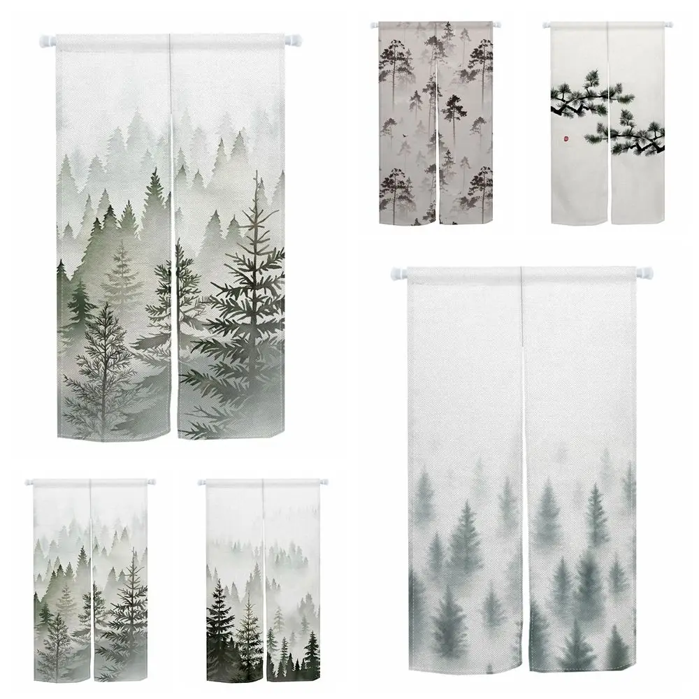 

Misty Forest Japanese Doorway Curtain Bedroom Privacy Partition Kitchen Tea House Entrance Decor Hanging Half-split Door Curtain