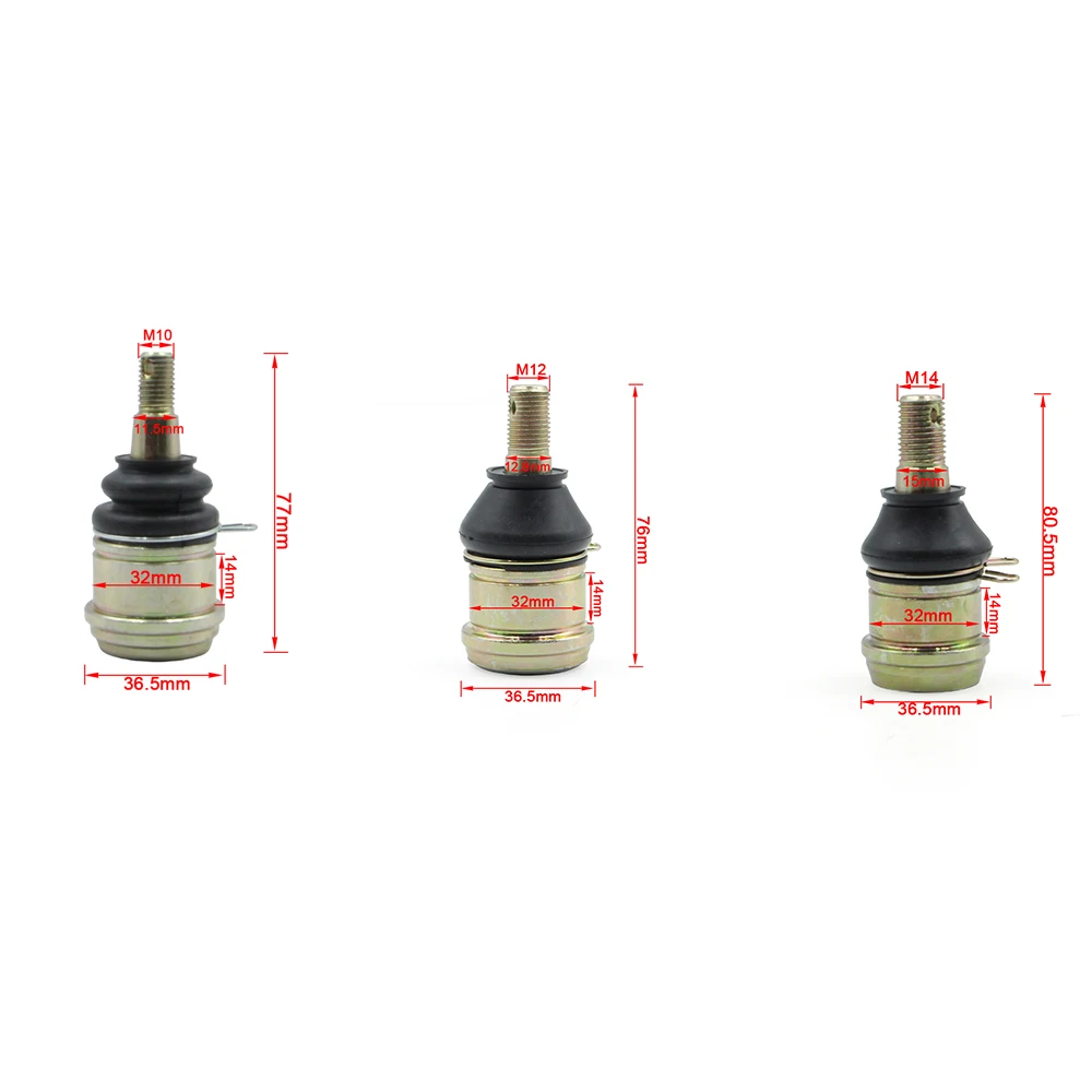 1 Set/M10/M12/M14 32x14mm Tie Rod Ball Joint Kit for 50cc 70cc 90cc 110cc 125cc 150cc 200cc 250cc ATV UTV Quad Bicycle Go Kart