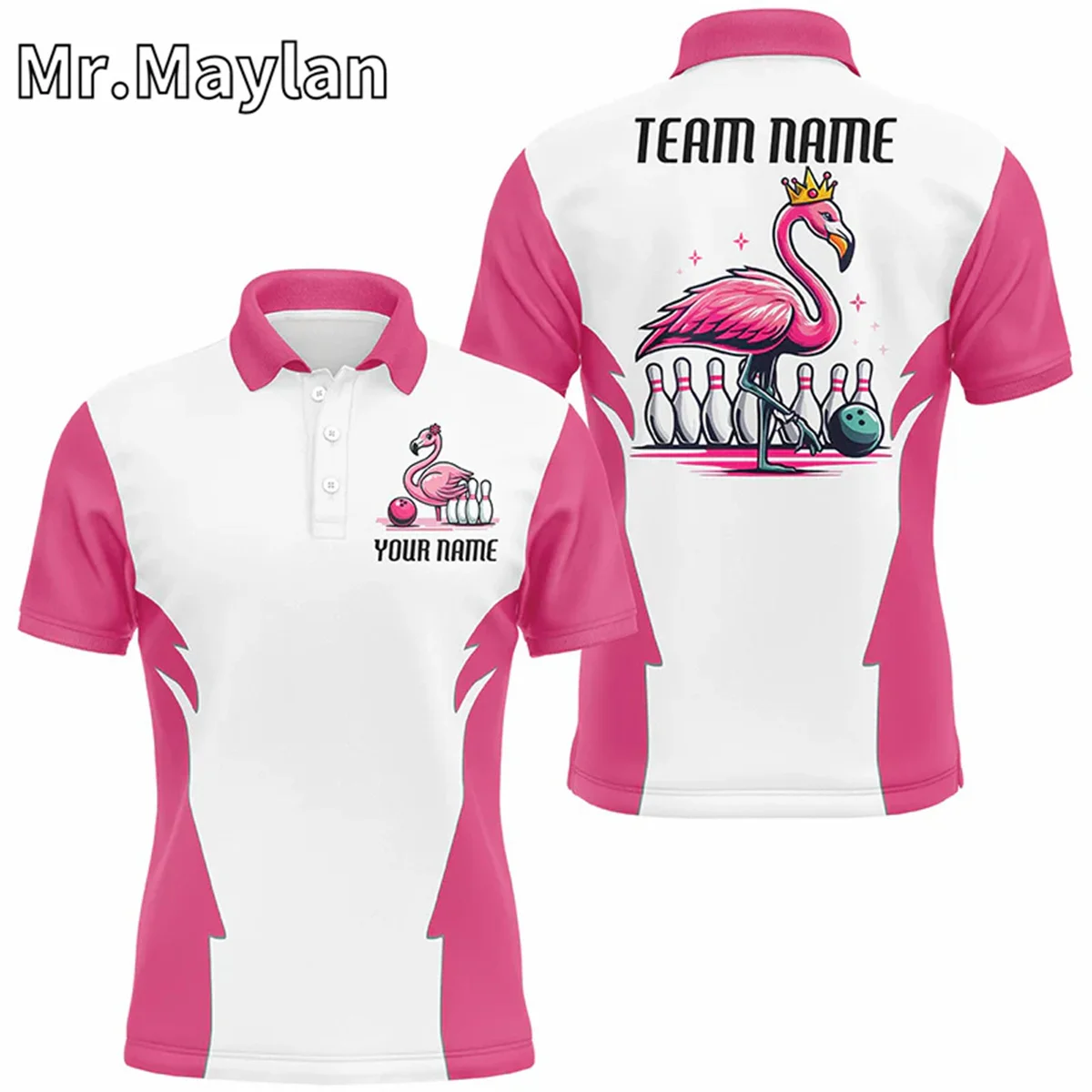 3D Colorful Bowling Jerseys Polo Shirt for Men Custom Bowling Team Shirts For Bowler Cyan Blue Gift for Bowling Lovers Tops image 6