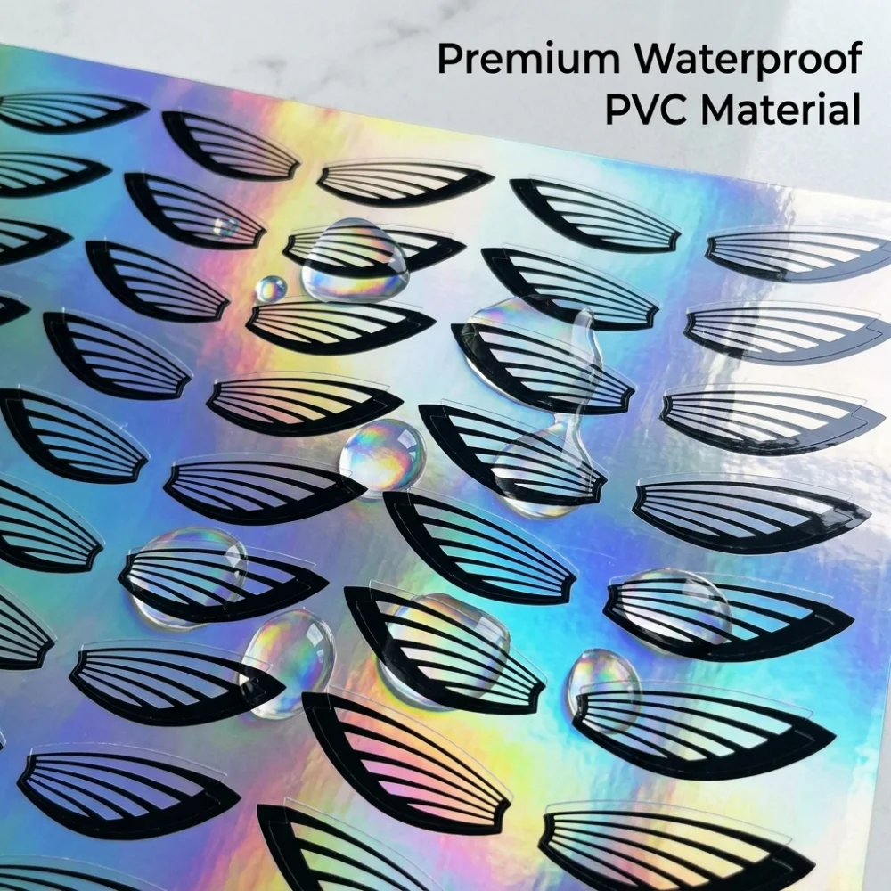 4cm Large Holographic Fishing Lure Pectoral Fin Stickers Waterproof PVC Reflective Wing Lure Sticker Craft Making Accessories