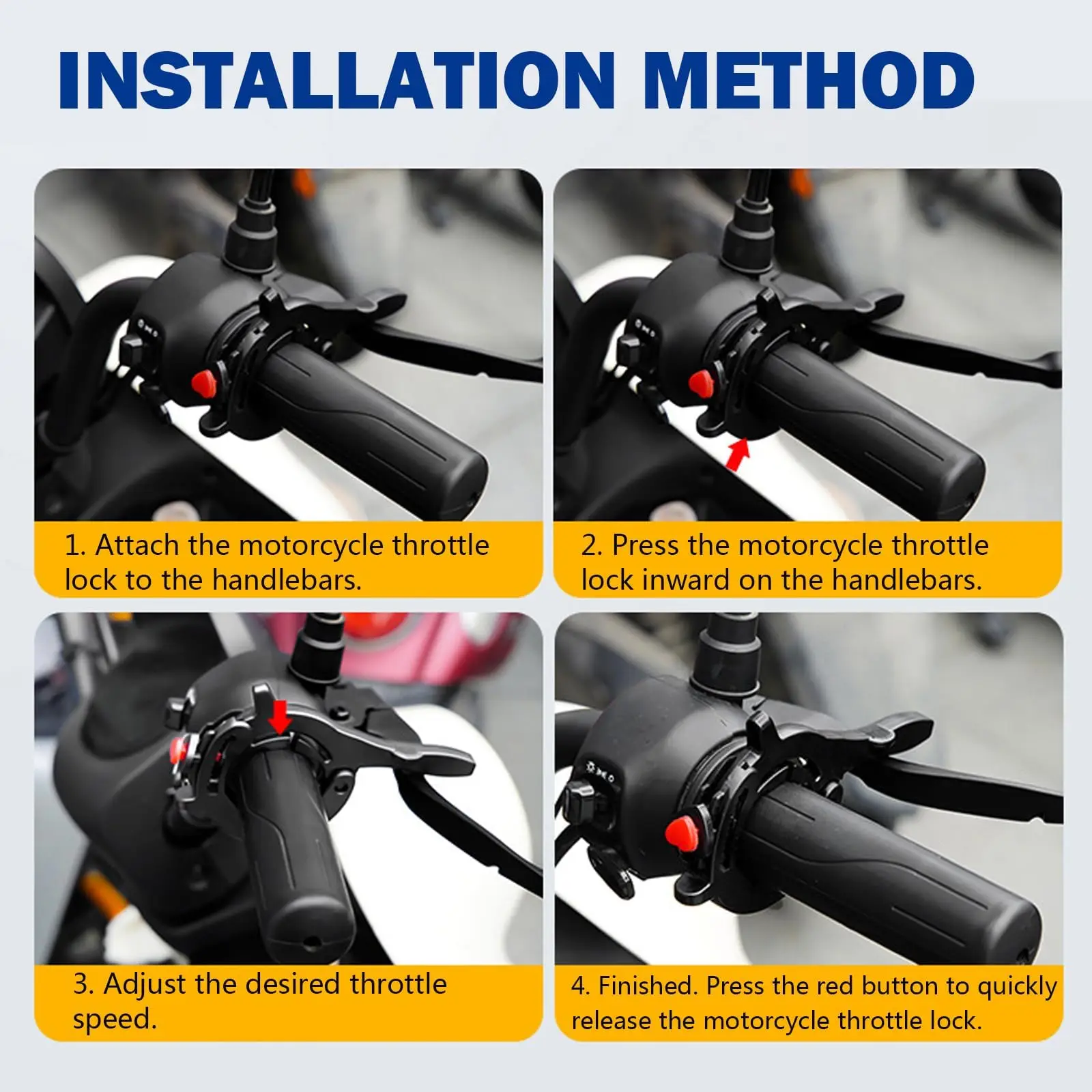 Black Throttle Cruise Control, Durable Motorcycle Cruise Control Throttle Clamp, User Friendly Installation Throttle Booster image 3