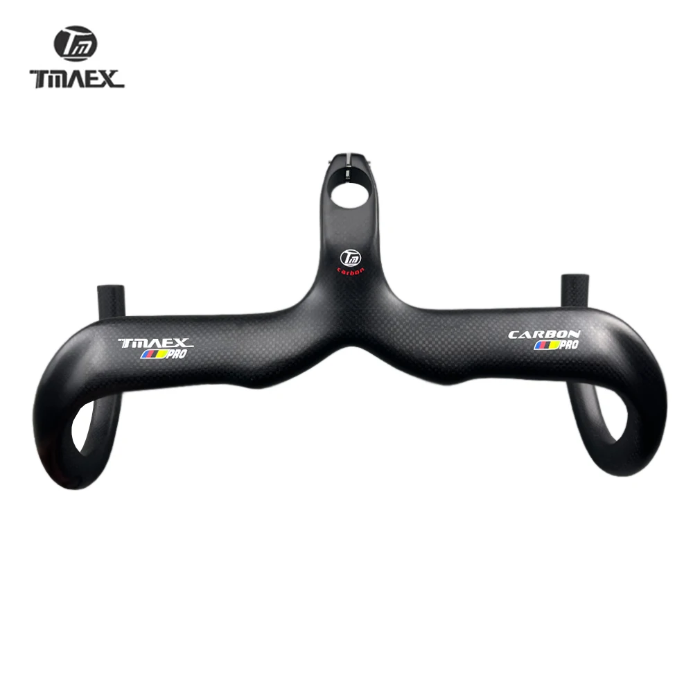 TMAEX-Bicycle Carbon Handlebar, Ultralight, Integrated Handlebar and Stem, Road Bike Parts, 3K Matte, Glossy