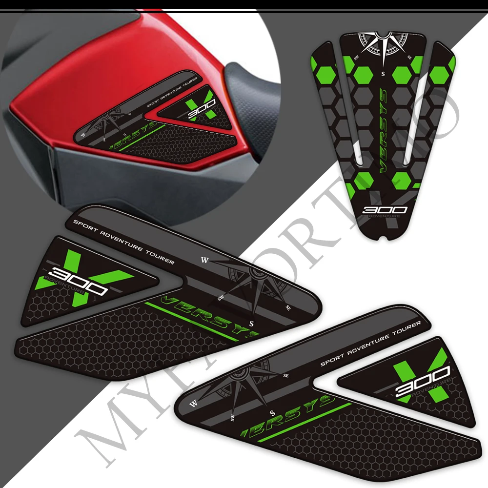 

For Kawasaki Versys X 300 X300 Versys-X Motorcycle Stickers Decals Gas Fuel Oil Kit Knee Protector Tank Pad Grips