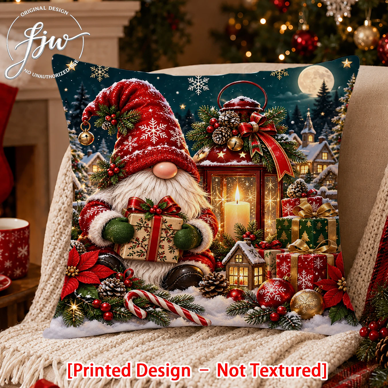 1pc Christmas Throw Pillow Covers, Festive Gnome Snowman Reindeer Tree Pillow Covers for Sofa Couch