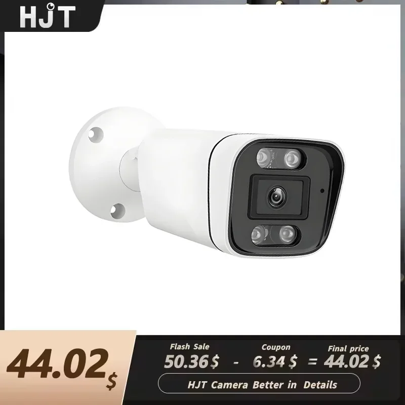HJT 5MP POE IP Camera Color Night Vision SO-NY CCTV Video 4K 8MP HD Luminous Led Outdoor Street IP66 compatible Hikvision