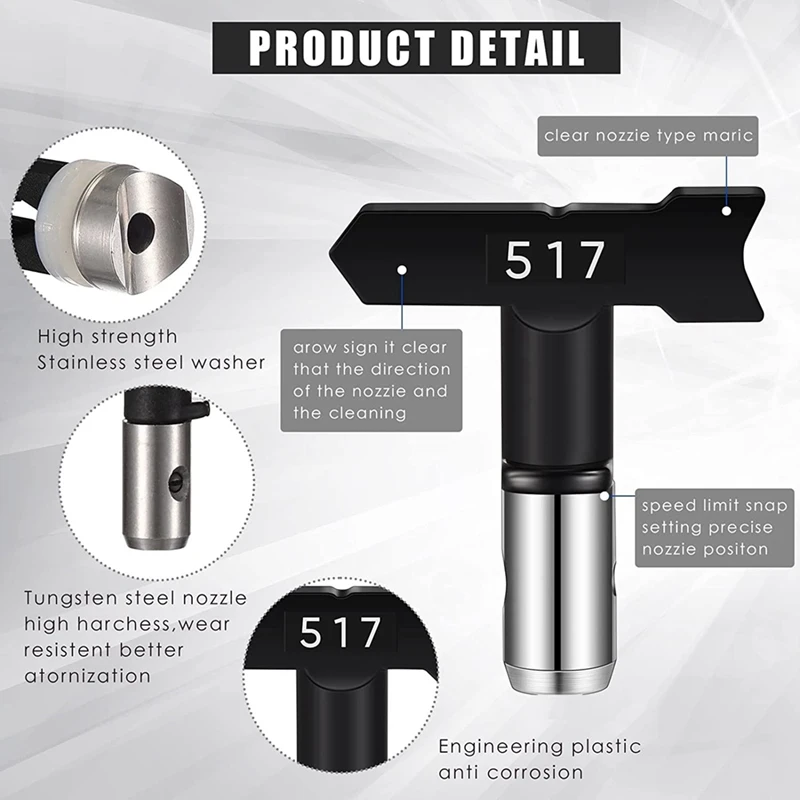 3Pcs Spray Tips Airless Paint Spray Sprayer Tip Guard Black Spray Paint Tips For Spray Can Airless Spray Nozzle