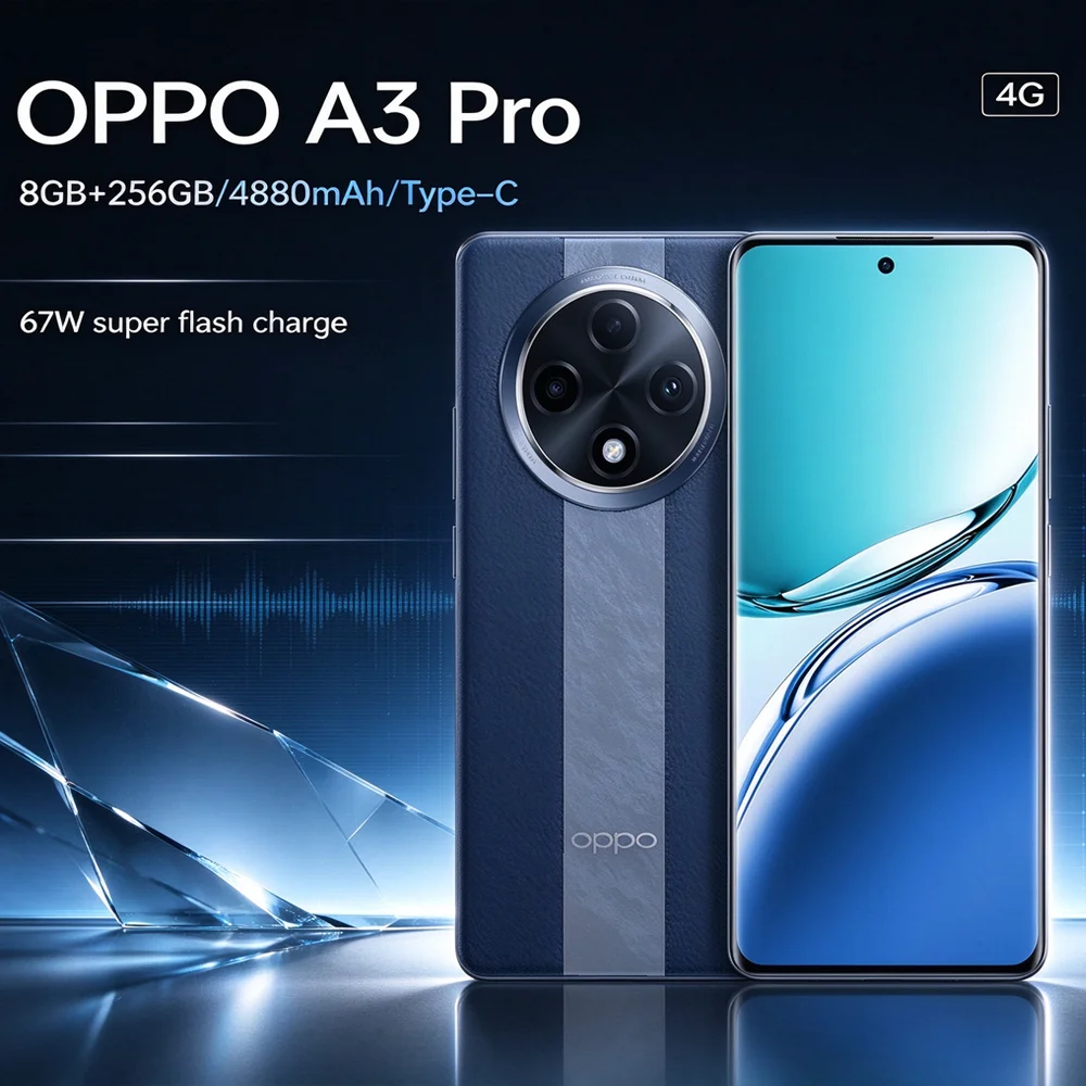 OPPO A3 pro Ultra-Thin Fashion Mobile Phone - 5000mAh Battery 64MP AI Camera IP54 Waterproof Latest Release Smart Phone