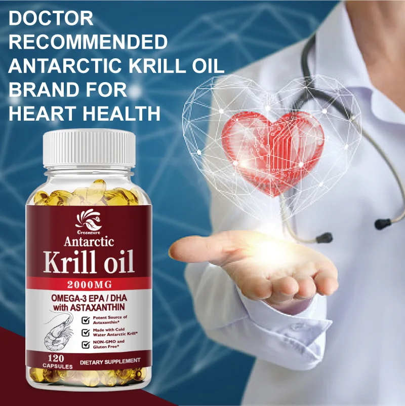 Krill Oil | 2000mg with Astaxanthin, Omega 3, DHA, EPA, and Phospholipids | No Smell, No Fishy Taste | 60/120 Capsule