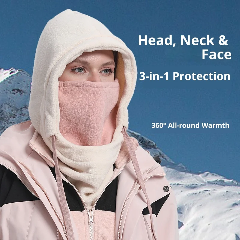 

Thickened Fleece Winter Cycling Face Mask Women's Outdoor Skiing Windproof Cold Proof Headwear Motorcycle Face Shield Hat