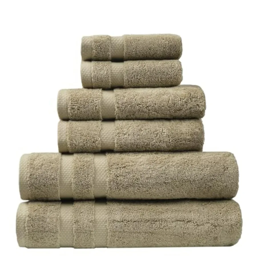 

Bathroom use, Turkish cotton, green, thick premium soft durable absorbent hotel-quality towel set of 6 2 bath, 2 hand, 2 washcl