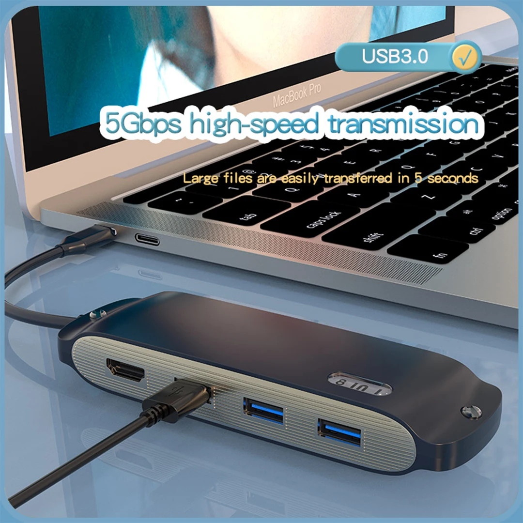 Usb Hub 4K HD 3.0 Docking Station Usb 3.0 Splitter Several Ports Type C Extensor Usb Dock Concentrator For Xiaomi Lenovo Macbook