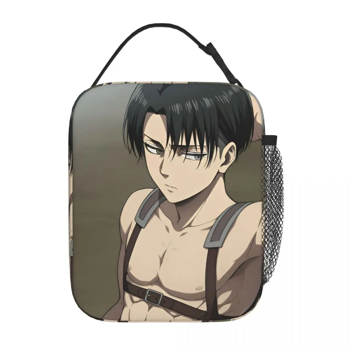 Levi Ackerman Anime AOT Insulated Lunch Bags Portable Reusable Cooler Bag Tote Lunch Box School Outdoor Bento Pouch