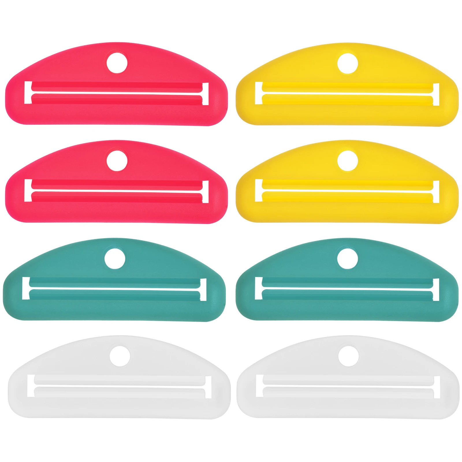

8 Pcs Toothpaste Squeezer Manual Tube Dispenser White Yellow Pink Green 2 Each Compact Sturdy Plastic Travel Face Wash Squeezing